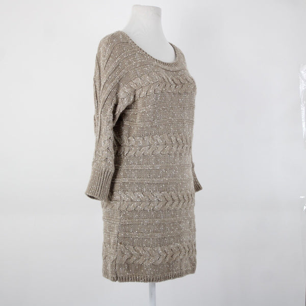 INC NEW $90 Watercolor Sz XL Neutral Tan White Acrylic Polyester Knit Sweater
