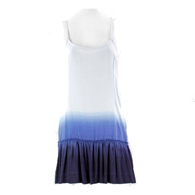 Umgee NEW $36 Sz S Ombre Light Blue to Navy Ruffle Bottom Adj Strap Top