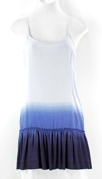 Umgee NEW $36 Sz S Ombre Light Blue to Navy Ruffle Bottom Adj Strap Top