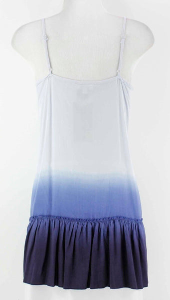 Umgee NEW $36 Sz S Ombre Light Blue to Navy Ruffle Bottom Adj Strap Top
