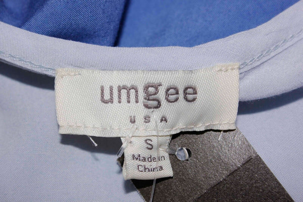 Umgee NEW $36 Sz S Ombre Light Blue to Navy Ruffle Bottom Adj Strap Top