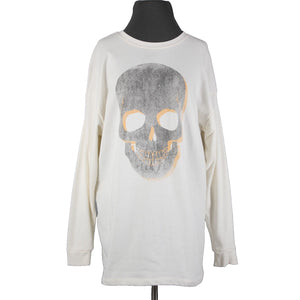 Grayson Threads Sz XS White Gray Orange Skull Graphic Cotton Polyester Top
