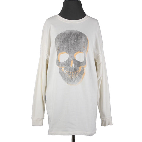 Grayson Threads Sz XS White Gray Orange Skull Graphic Cotton Polyester Top