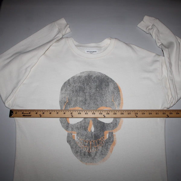 Grayson Threads Sz XS White Gray Orange Skull Graphic Cotton Polyester Top