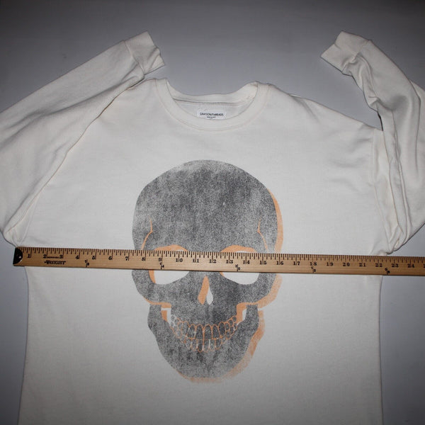 Grayson Threads Sz XS White Gray Orange Skull Graphic Cotton Polyester Top