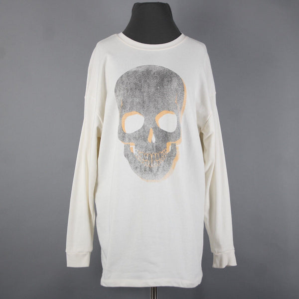 Grayson Threads Sz XS White Gray Orange Skull Graphic Cotton Polyester Top