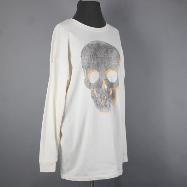 Grayson Threads Sz XS White Gray Orange Skull Graphic Cotton Polyester Top