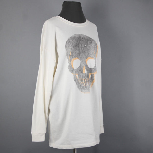 Grayson Threads Sz XS White Gray Orange Skull Graphic Cotton Polyester Top