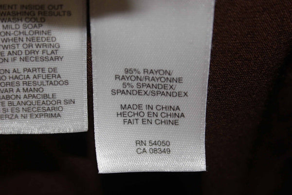 Jones New York NEW Sz S Brown Spandex Rayon Wood Bead Detail Knit Top