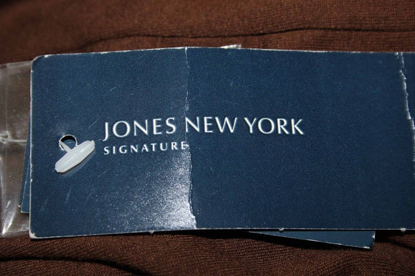 Jones New York NEW Sz S Brown Spandex Rayon Wood Bead Detail Knit Top