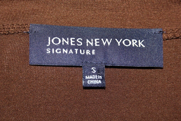 Jones New York NEW Sz S Brown Spandex Rayon Wood Bead Detail Knit Top