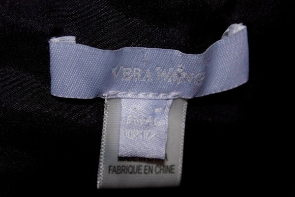 Vera Wang Lavender Sz 10 Black 100% Silk Elastic Ruffle Strap Trim Dress