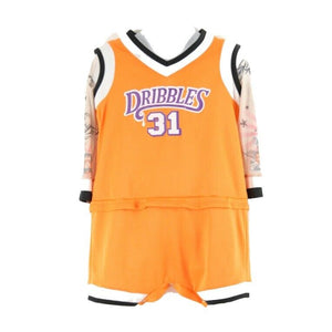 In Character Costumes Sz L Orange Black White Poly Spandex Basketball Romper