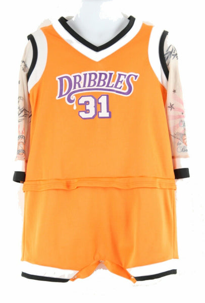 In Character Costumes Sz L Orange Black White Poly Spandex Basketball Romper
