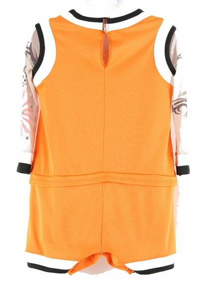 In Character Costumes Sz L Orange Black White Poly Spandex Basketball Romper