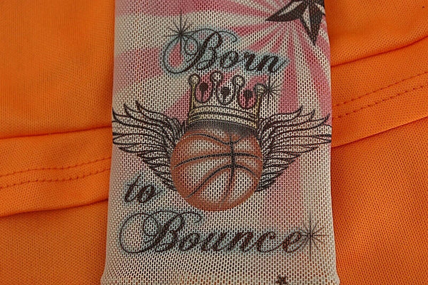 In Character Costumes Sz L Orange Black White Poly Spandex Basketball Romper