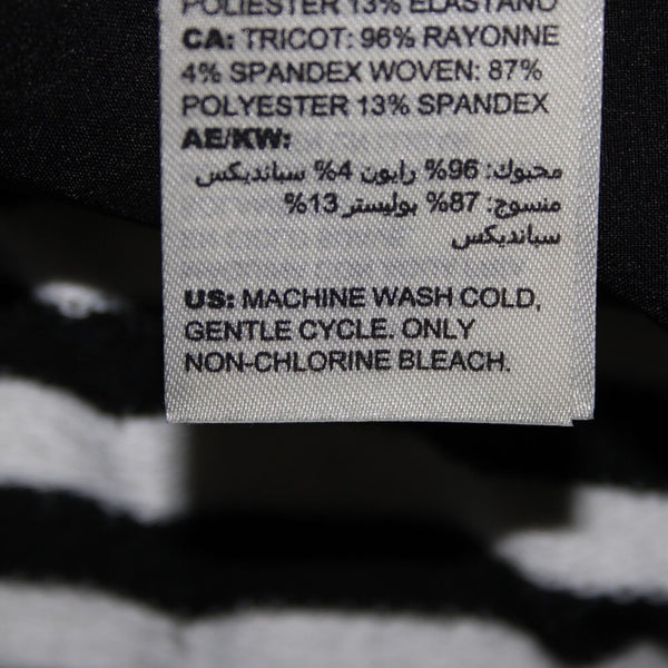 Chicos Zenergy Sz 0 Black White Striped Collared Pockets Rayon Spandex Jacket