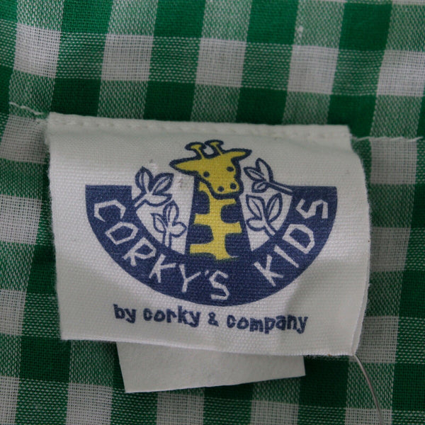 Corky's Kids NEW Sz 6 Pink Green White Check Applique 100% Cotton Girls Dress