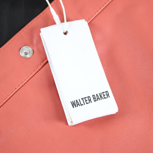 Walter Baker NEW Sz 2 Coral Orange Snaps 100% Lamb Leather Polyester Lined Skirt