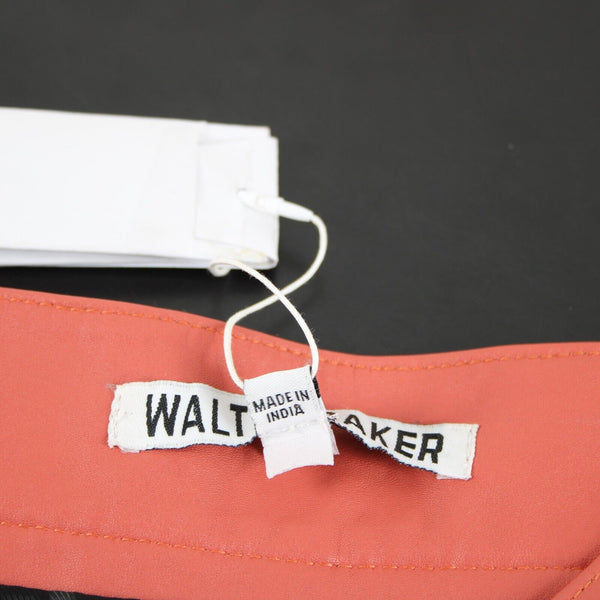 Walter Baker NEW Sz 2 Coral Orange Snaps 100% Lamb Leather Polyester Lined Skirt