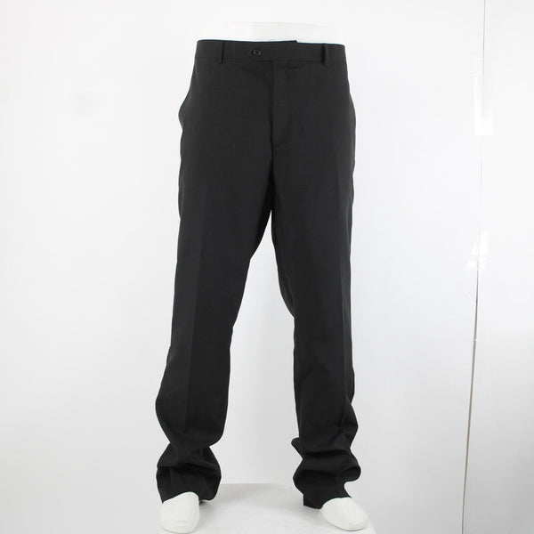 Bonelli Sz 38 x 36 Black Flat Front Slash Pockets 100% Poly Modern Dress Pants