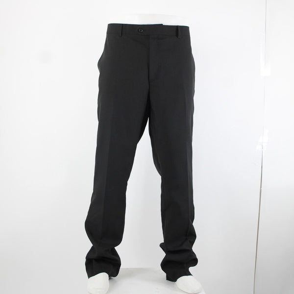 Bonelli Sz 38 x 36 Black Flat Front Slash Pockets 100% Poly Modern Dress Pants