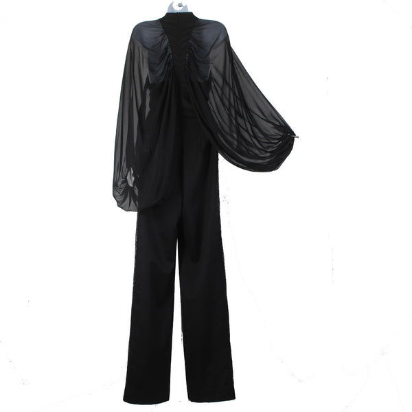 Tamara Mellon Jumpsuit NEW $1395 Sz 2 Black Lace Legs33.5 Virgin Wool Jumpsuit