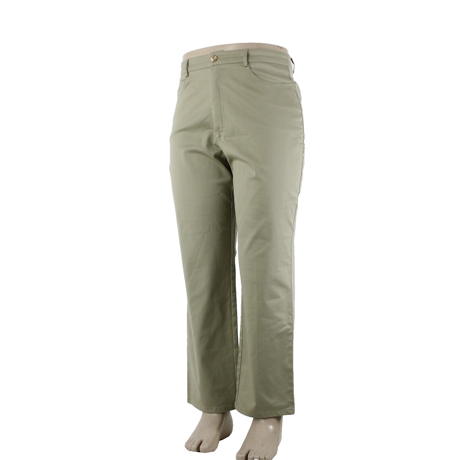 St John Sport Sz 14 x 29 Moss Green Straight 5 Pocket Design Cotton Poly Pants