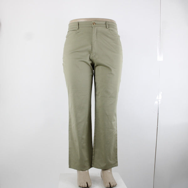 St John Sport Sz 14 x 29 Moss Green Straight 5 Pocket Design Cotton Poly Pants