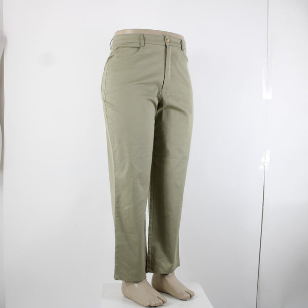 St John Sport Sz 14 x 29 Moss Green Straight 5 Pocket Design Cotton Poly Pants