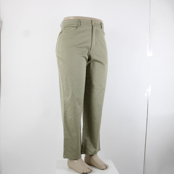 St John Sport Sz 14 x 29 Moss Green Straight 5 Pocket Design Cotton Poly Pants