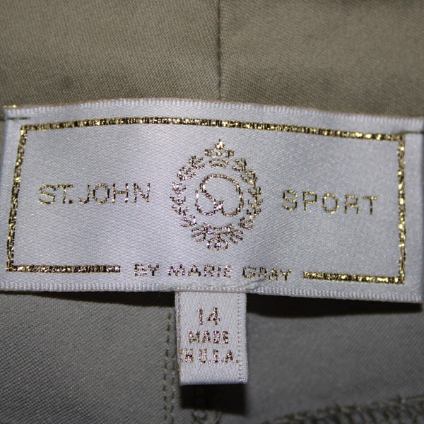 St John Sport Sz 14 x 29 Moss Green Straight 5 Pocket Design Cotton Poly Pants