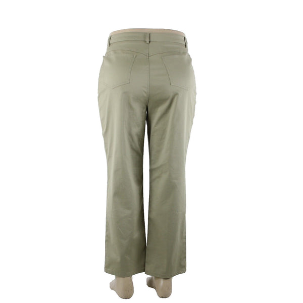 St John Sport Sz 14 x 29 Moss Green Straight 5 Pocket Design Cotton Poly Pants