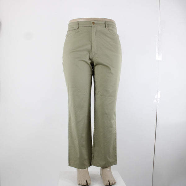 St John Sport Sz 14 x 29 Moss Green Straight 5 Pocket Design Cotton Poly Pants