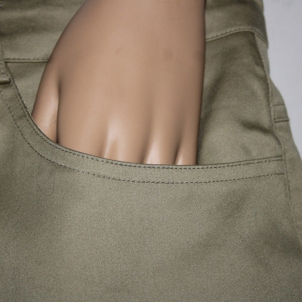 St John Sport Sz 14 x 29 Moss Green Straight 5 Pocket Design Cotton Poly Pants