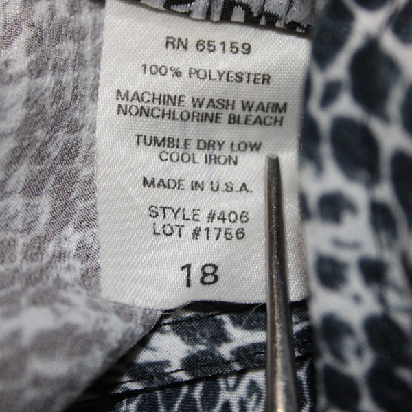 Chads Place Dress NEW $40 Sz 18 Black White Reptile Print Unlined 100% Poly Dres