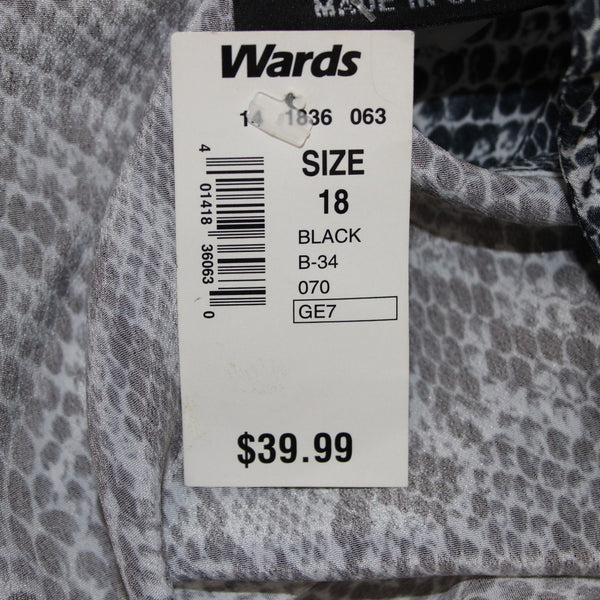 Chads Place Dress NEW $40 Sz 18 Black White Reptile Print Unlined 100% Poly Dres