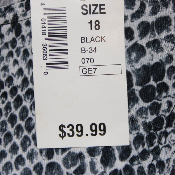 Chads Place Dress NEW $40 Sz 18 Black White Reptile Print Unlined 100% Poly Dres