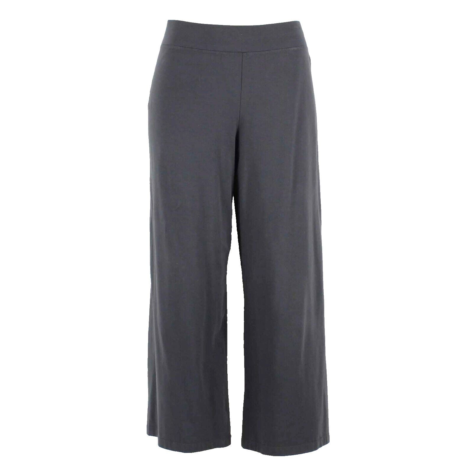 Eileen Fisher Sz S x 25.5 Charcoal Gray Pull On Wide Leg Cotton Blend Pant