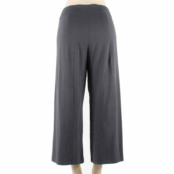 Eileen Fisher Sz S x 25.5 Charcoal Gray Pull On Wide Leg Cotton Blend Pant