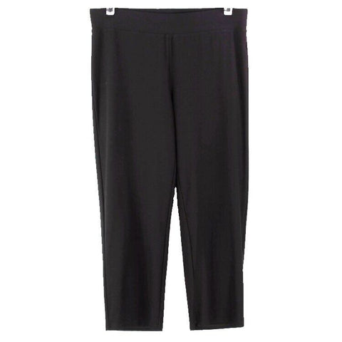 Eileen Fisher Sz S x 22 Black Stretch Viscose Blend Textured Knit Crop Pant