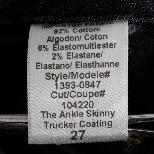 Current Elliott Sz 27 x 27 Black Trucker Cheville Cotton Blend Ankle Skinny Jean