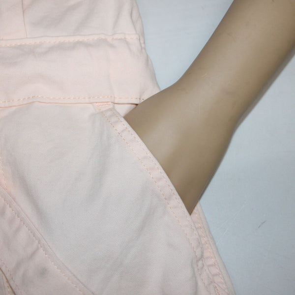 Levi Romper Sz S Light Pink Denim Pockets Button Down Belted Collared Romper