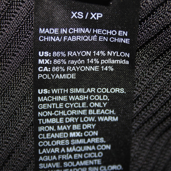 White House Black Market NEW $59 Sz XS Black Ribbed V Neck Rayon Nylon Top