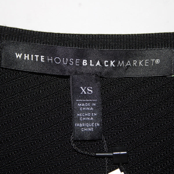 White House Black Market NEW $59 Sz XS Black Ribbed V Neck Rayon Nylon Top