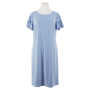 Talbots NEW $119 Sz M Royal Blue White Striped Textured Polyester Nylon Dress