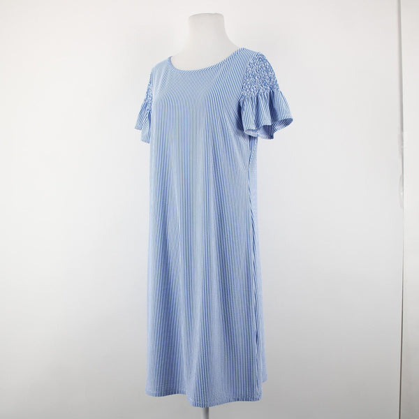 Talbots NEW $119 Sz M Royal Blue White Striped Textured Polyester Nylon Dress