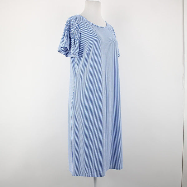 Talbots NEW $119 Sz M Royal Blue White Striped Textured Polyester Nylon Dress