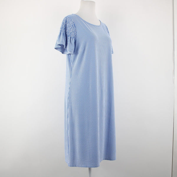 Talbots NEW $119 Sz M Royal Blue White Striped Textured Polyester Nylon Dress