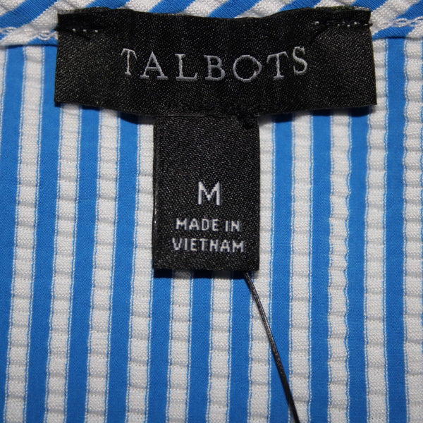 Talbots NEW $119 Sz M Royal Blue White Striped Textured Polyester Nylon Dress